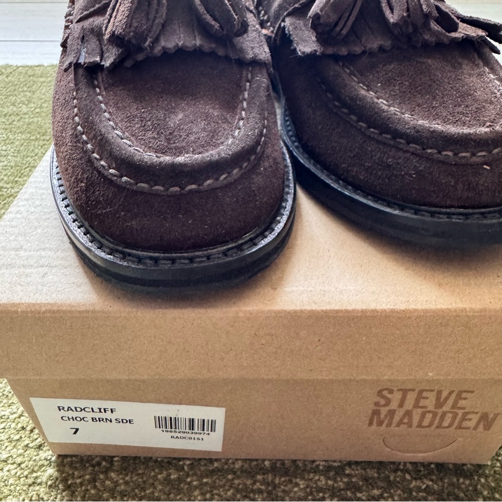 Steve Madden Chocolate Brown Suede Tassel Loafers (Radcliff) - Picture 2 of 8
